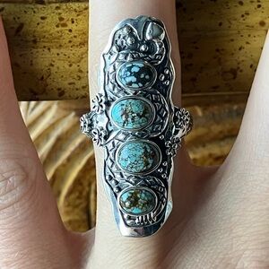 Natural Turquoise Sterling Silver Snake Ring Size 7